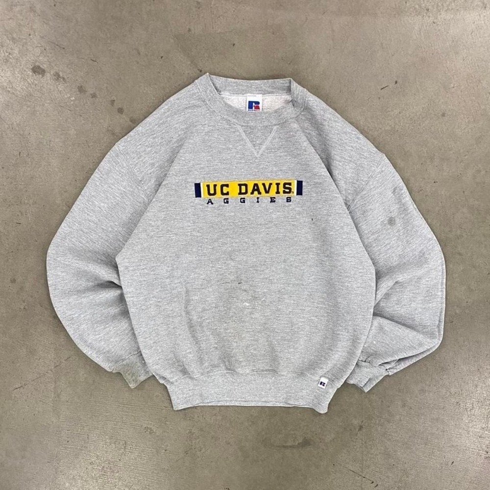 Vintage 90s UC Davis Aggies Russell Athletic Grey Crewneck Sweatshirt Size M